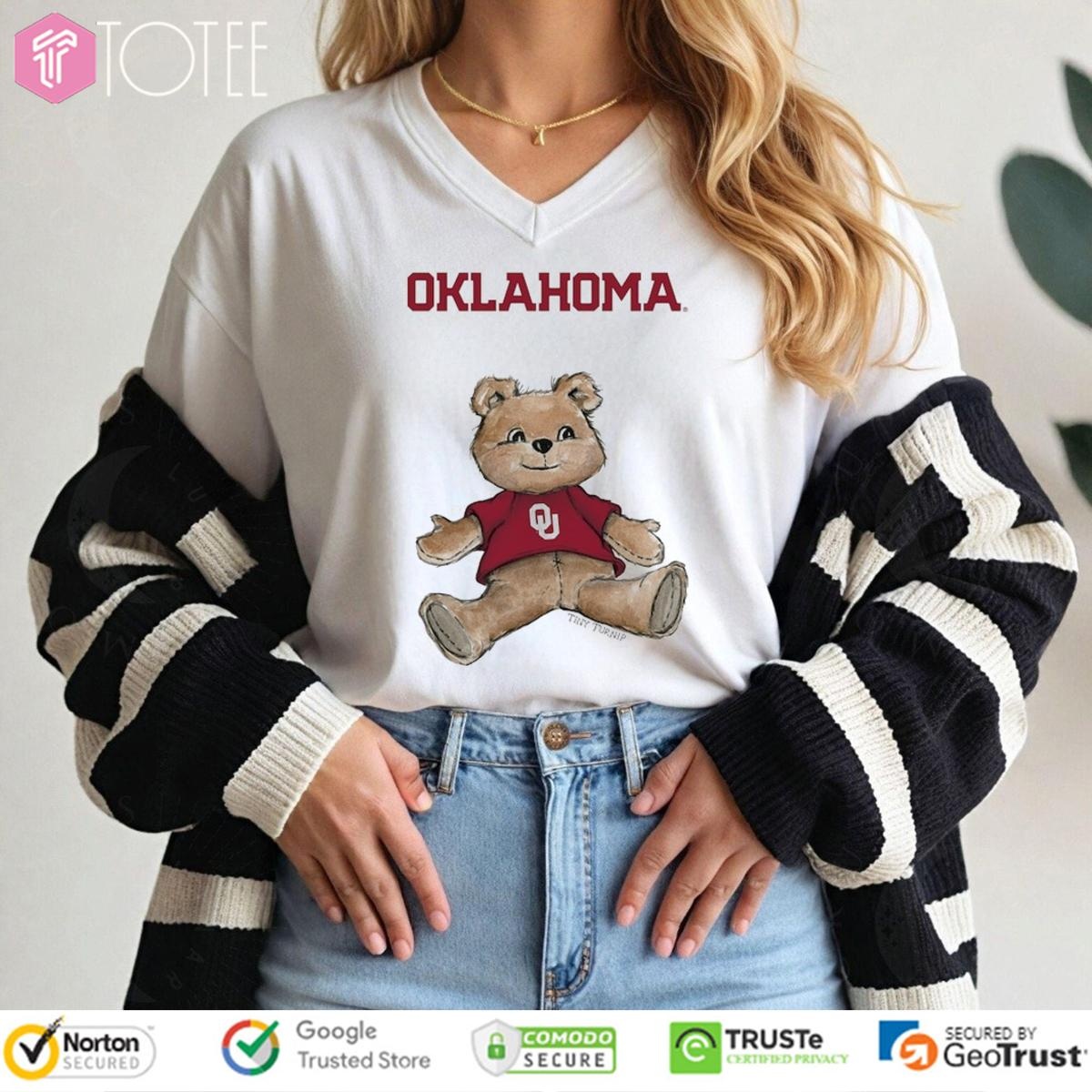 Tiny Turnip Teddy Bear X Oklahoma Sooners V-neck