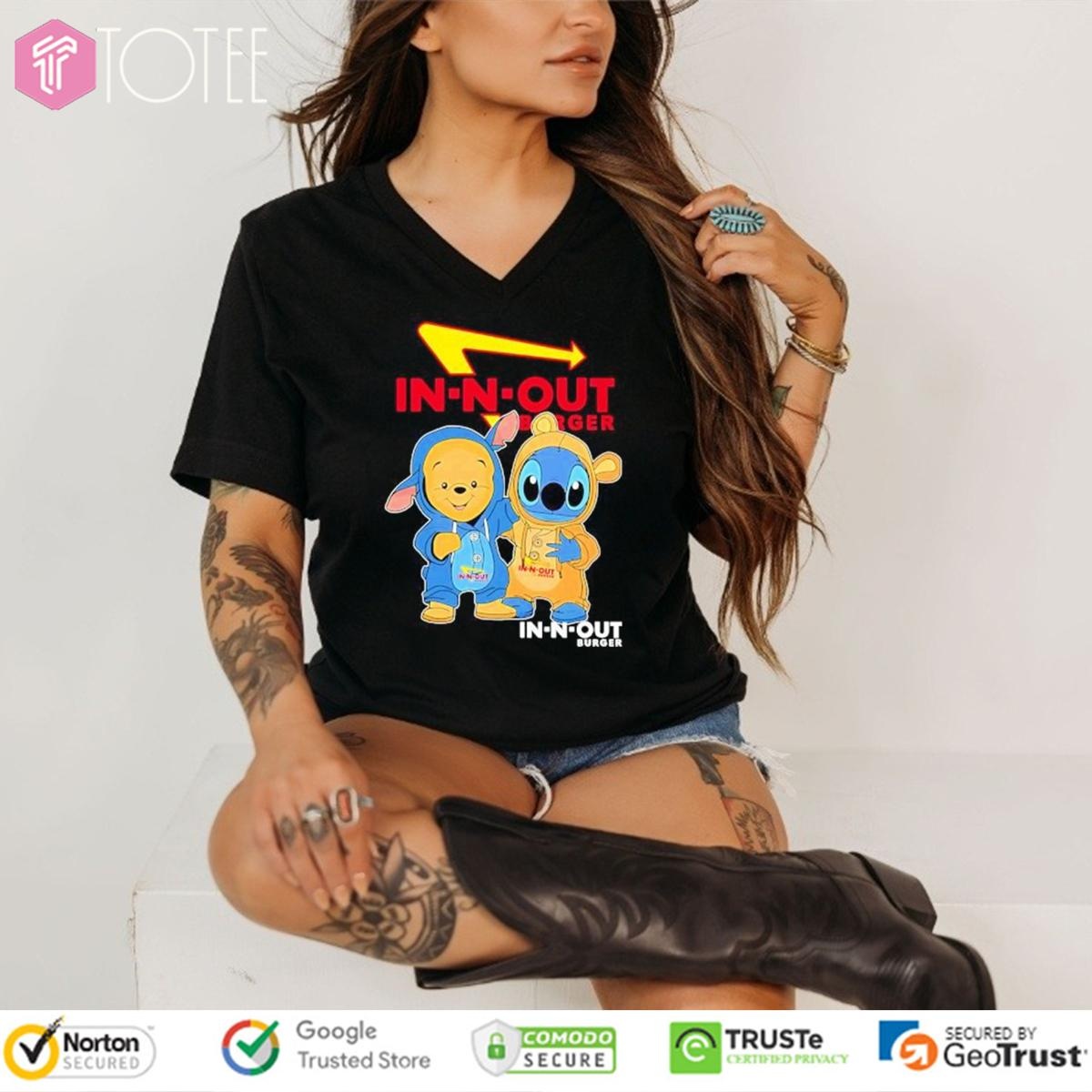 In-N-Out Burger Pooh And Stitch V-neck