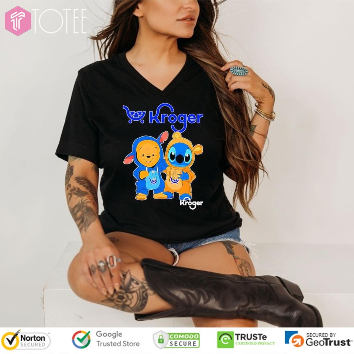Winnie The Pooh Stitch Disney Kroger Logo V-neck